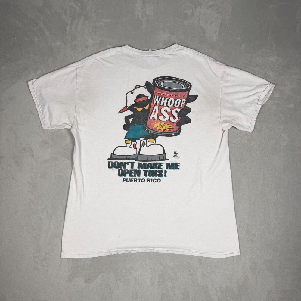 Y2K Mens Gildan Whoop Ass Puerto Rico Graphic Novelty T-Shirt Large